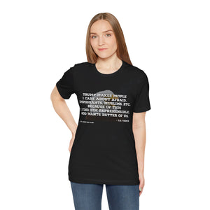 JD Vance Fear Trump Makes People Afraid Quote Unisex Jersey Short Sleeve Tee Express Delivery available