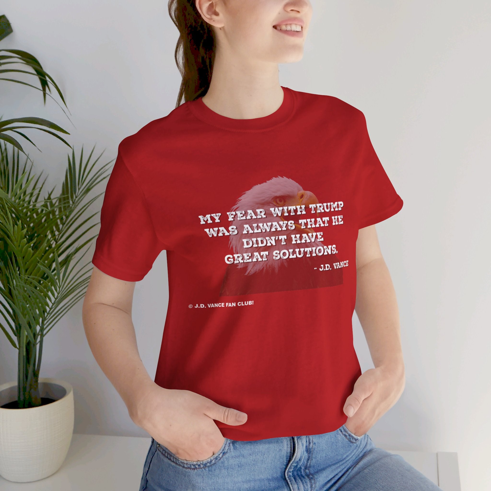 JD Vance No Solutions Quote Unisex Jersey Short Sleeve Tee