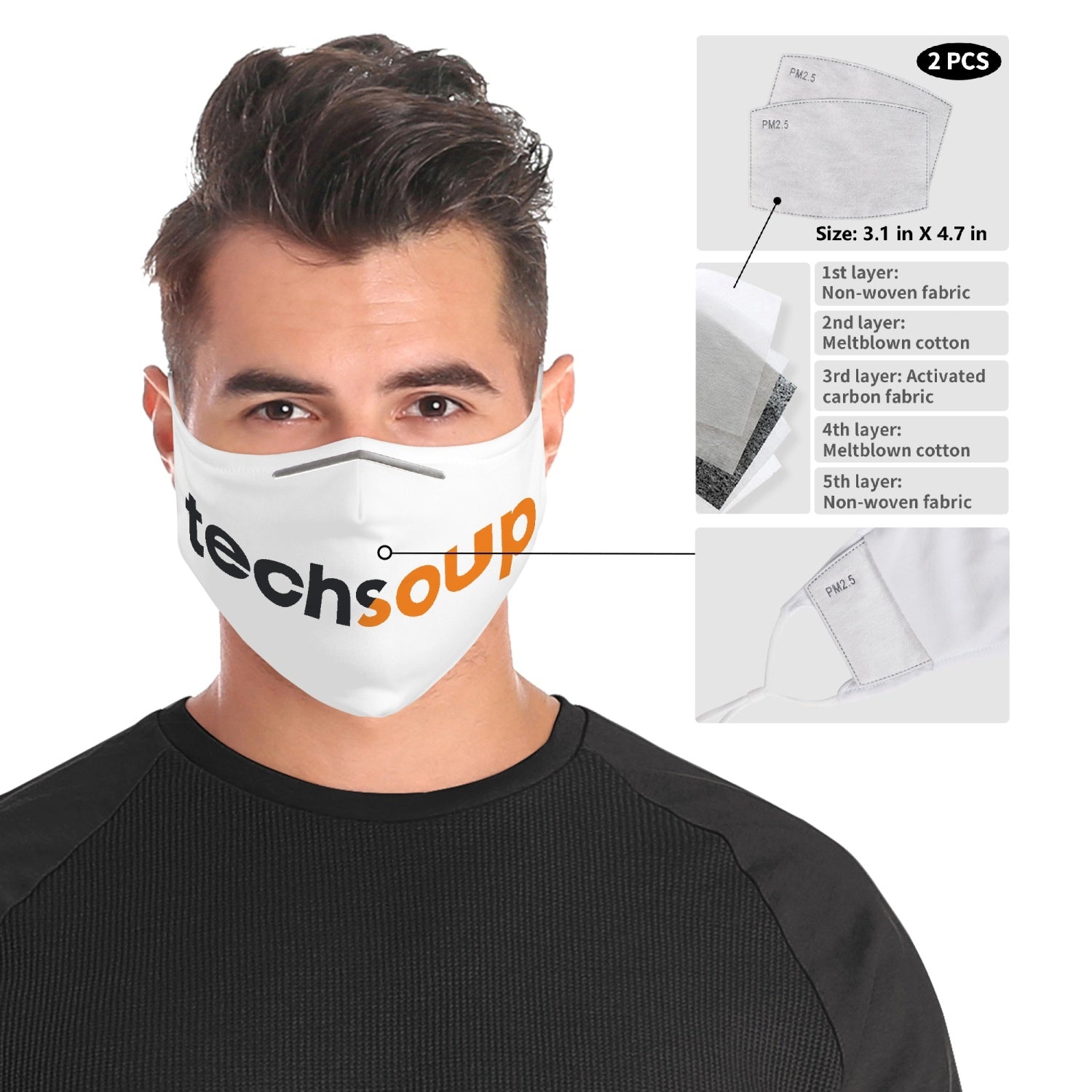 TechSoup Cloth Face Mask (w filters) FREE SHIPPING Good Merch!