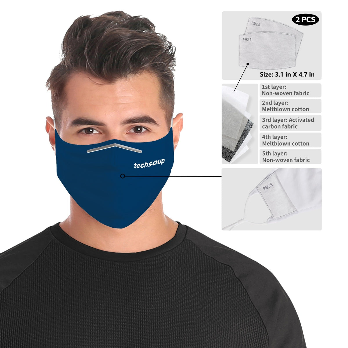 TechSoup Blue Face Mask with extra filters (FREE SHIPPING) – Good Merch!